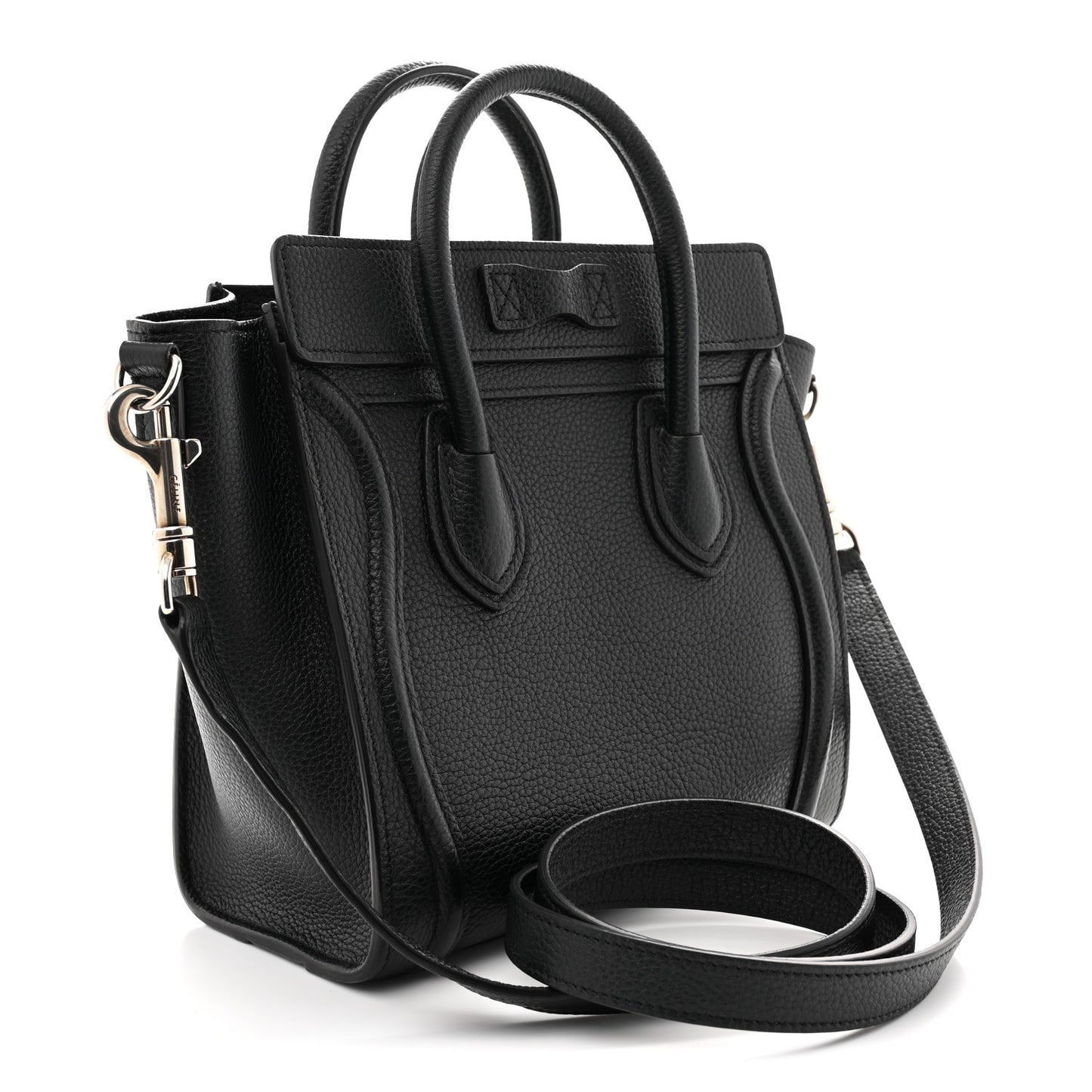Drummed Calfskin Nano Luggage Black