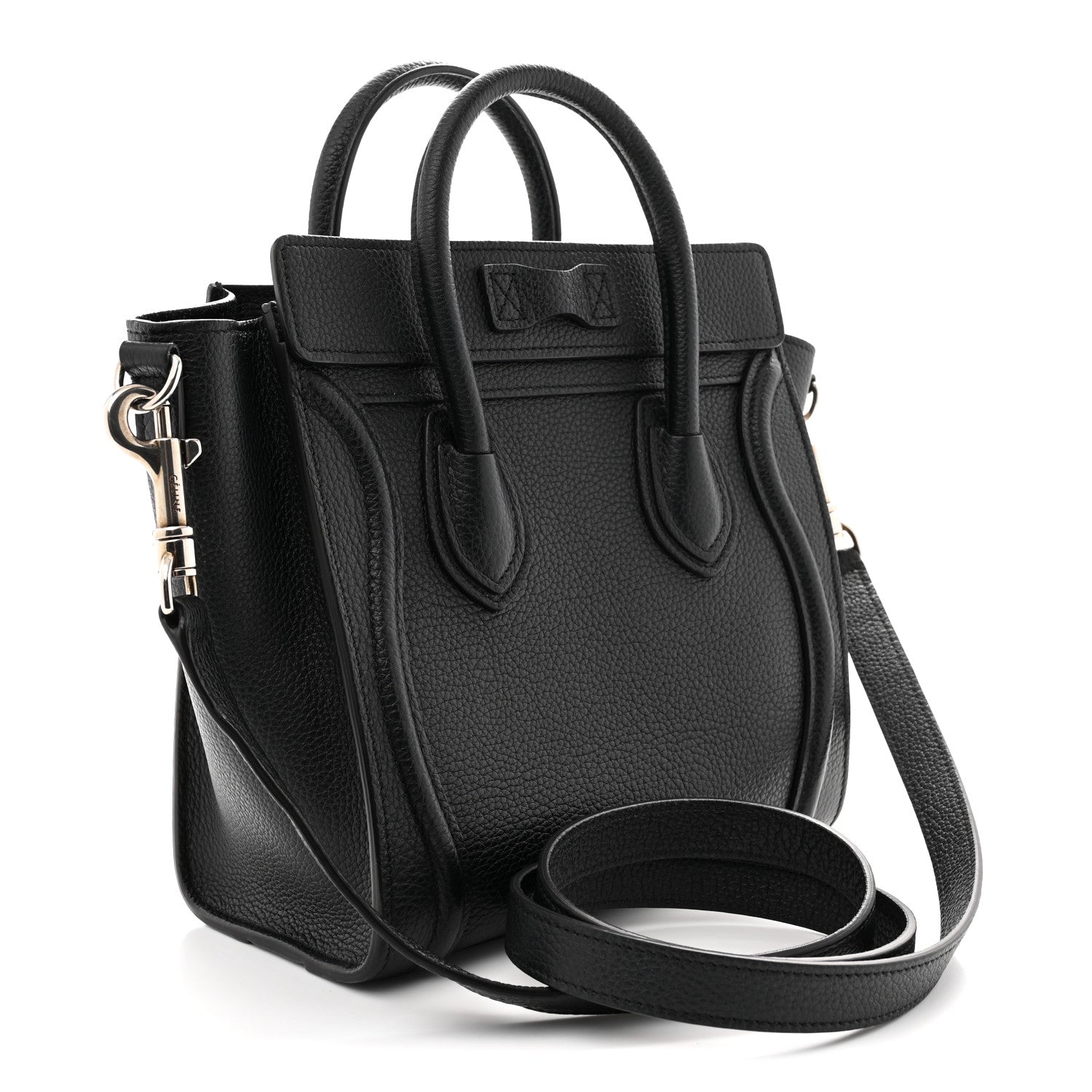 Celine Drummed Calfskin Nano Luggage Black 3 of 10