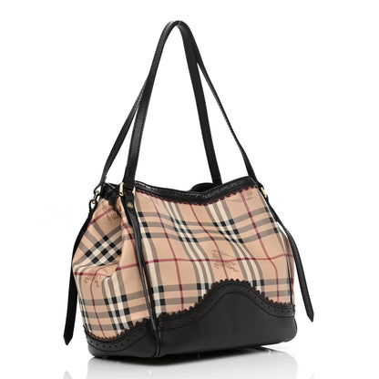 Burberry Haymarket Check Medium Brogue Tassel Tote 2 of 17
