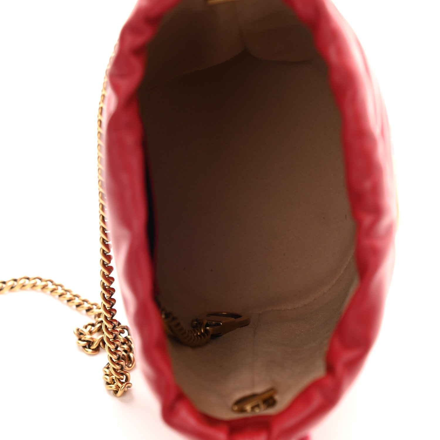 Gucci Calfskin Matelasse Mini GG Marmont 2.0 Bucket Bag Hibiscus Red 5 of 8