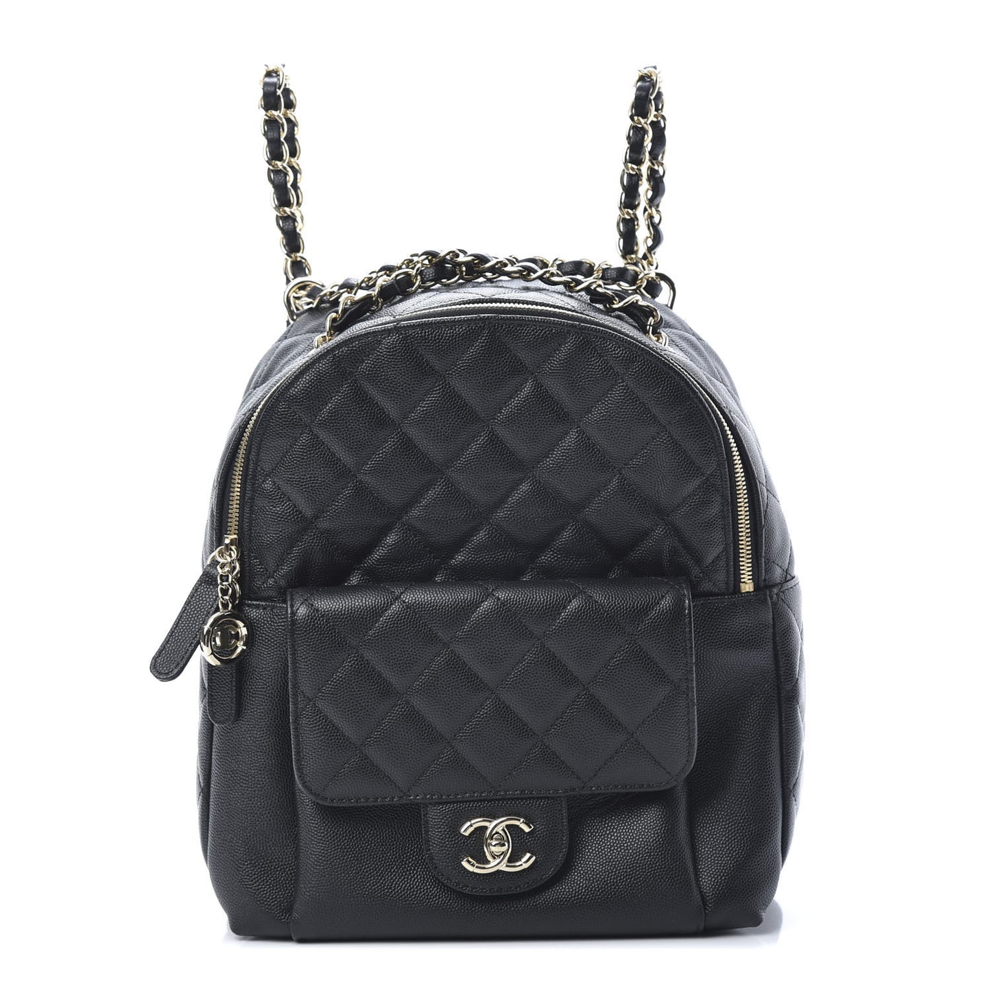 Caviar Quilted Medium Zip Around Backpack Black