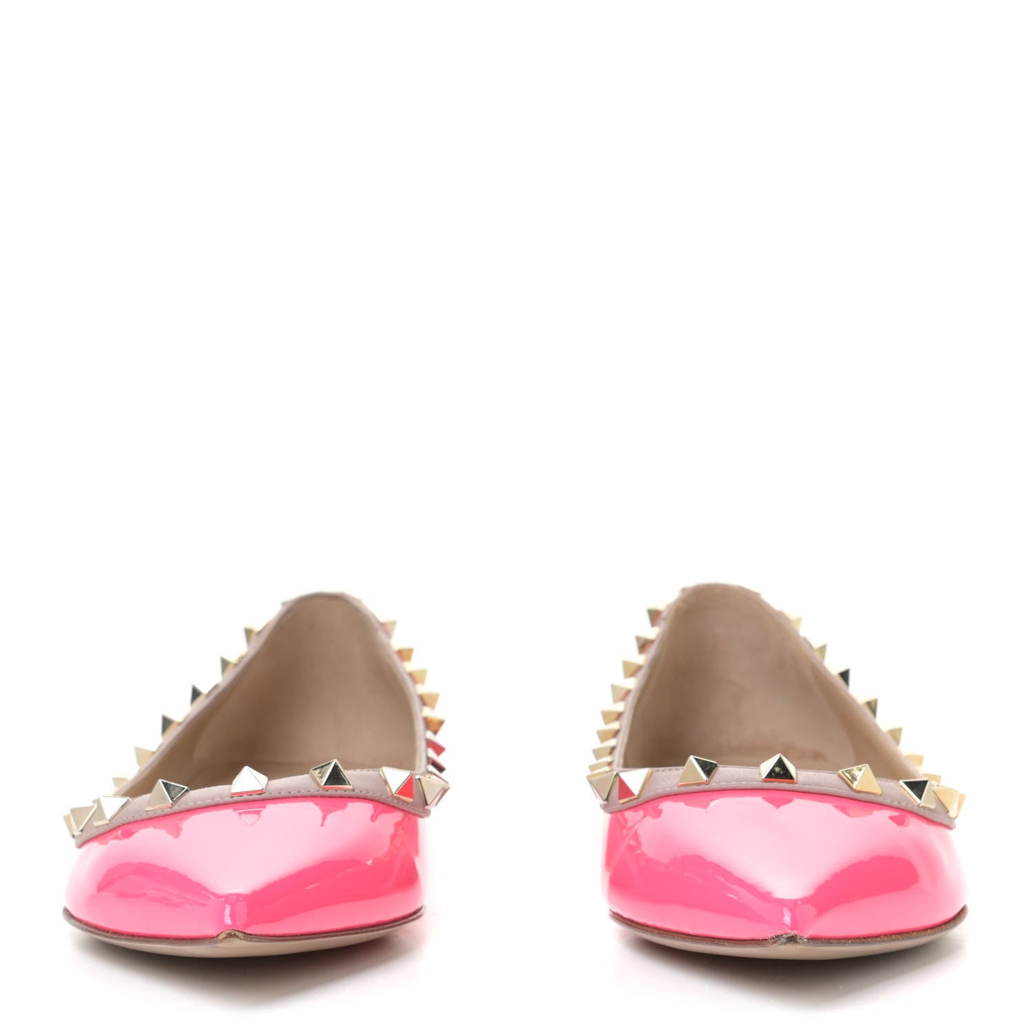 Valentino Garavani Patent Nappa Rockstud Ballerina Flats 38.5 Fuxia Fluo Poudre 4 of 13