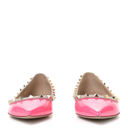 Valentino Garavani Patent Nappa Rockstud Ballerina Flats 38.5 Fuxia Fluo Poudre 4 of 13