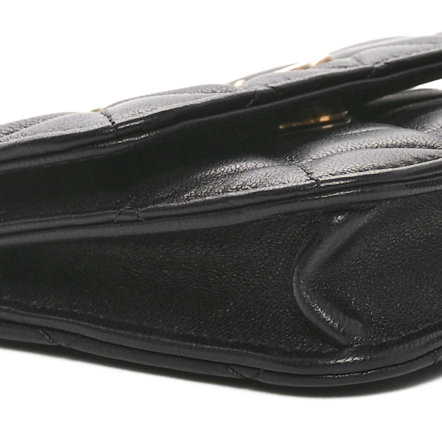 Lambskin Quilted Pearl Crush Clutch With Chain Black