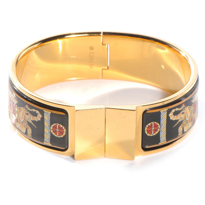 Hermes Enamel Printed Clic Clac Torana Elephants Wide Bracelet 65 1 of 5