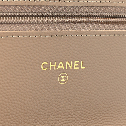 Chanel Caviar Quilted Wallet on Chain WOC Dark Beige 6 of 12