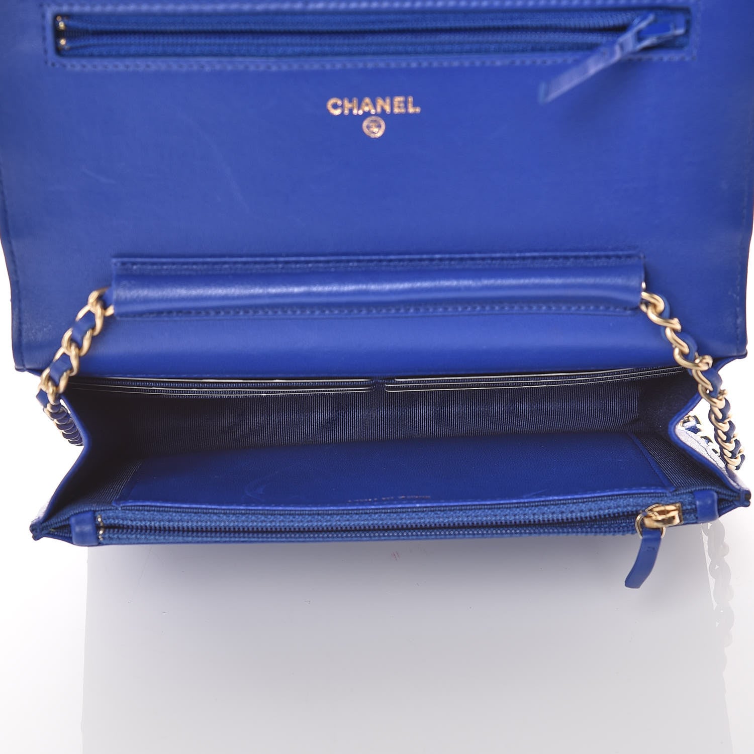 Chanel Lambskin Quilted Wallet On Chain WOC Dark Blue 7 of 11