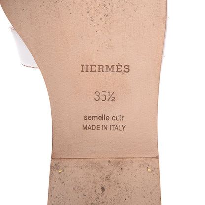Hermes Box Calfskin Oran Sandals 35.5 White 7 of 8