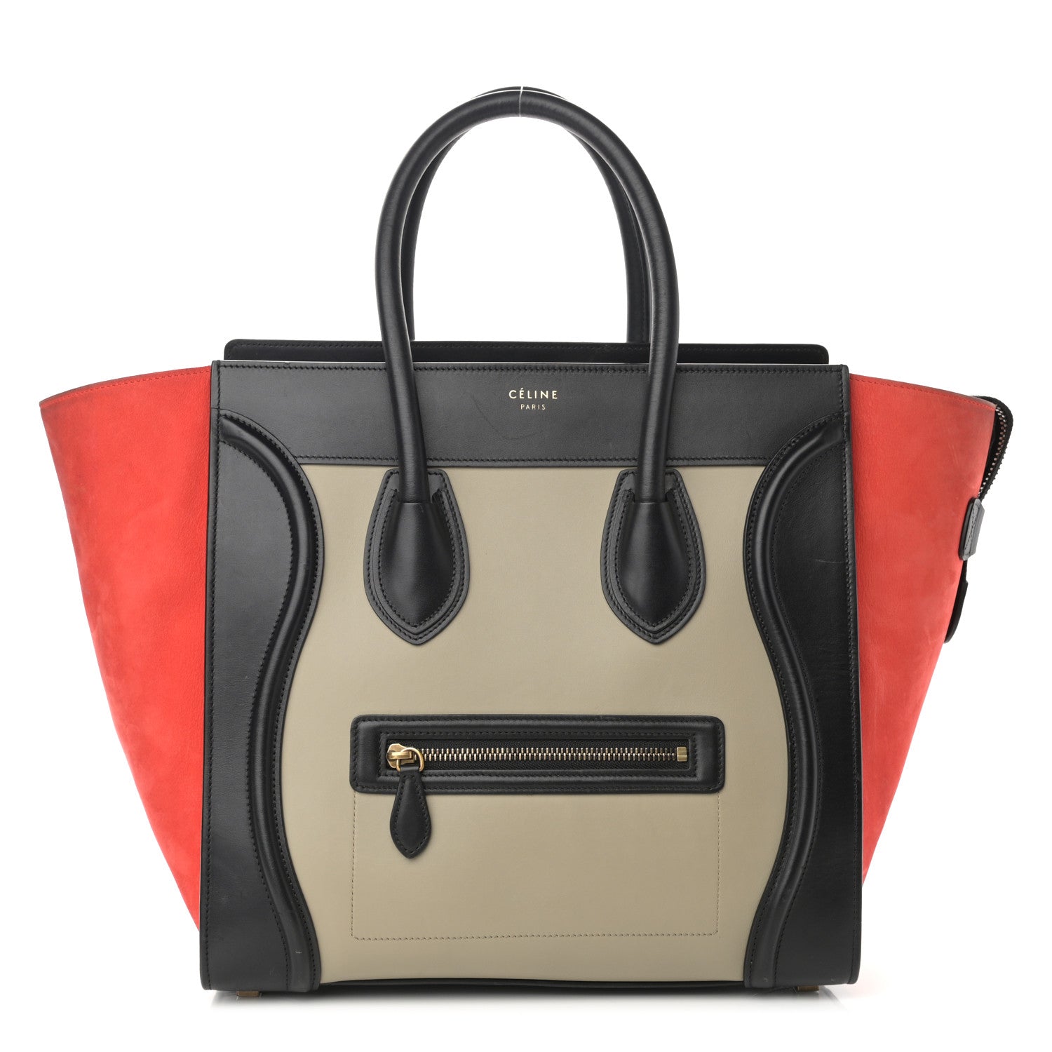 Celine Smooth Calfskin Nubuck Mini Tri-Color Luggage Alizarin 1 of 16