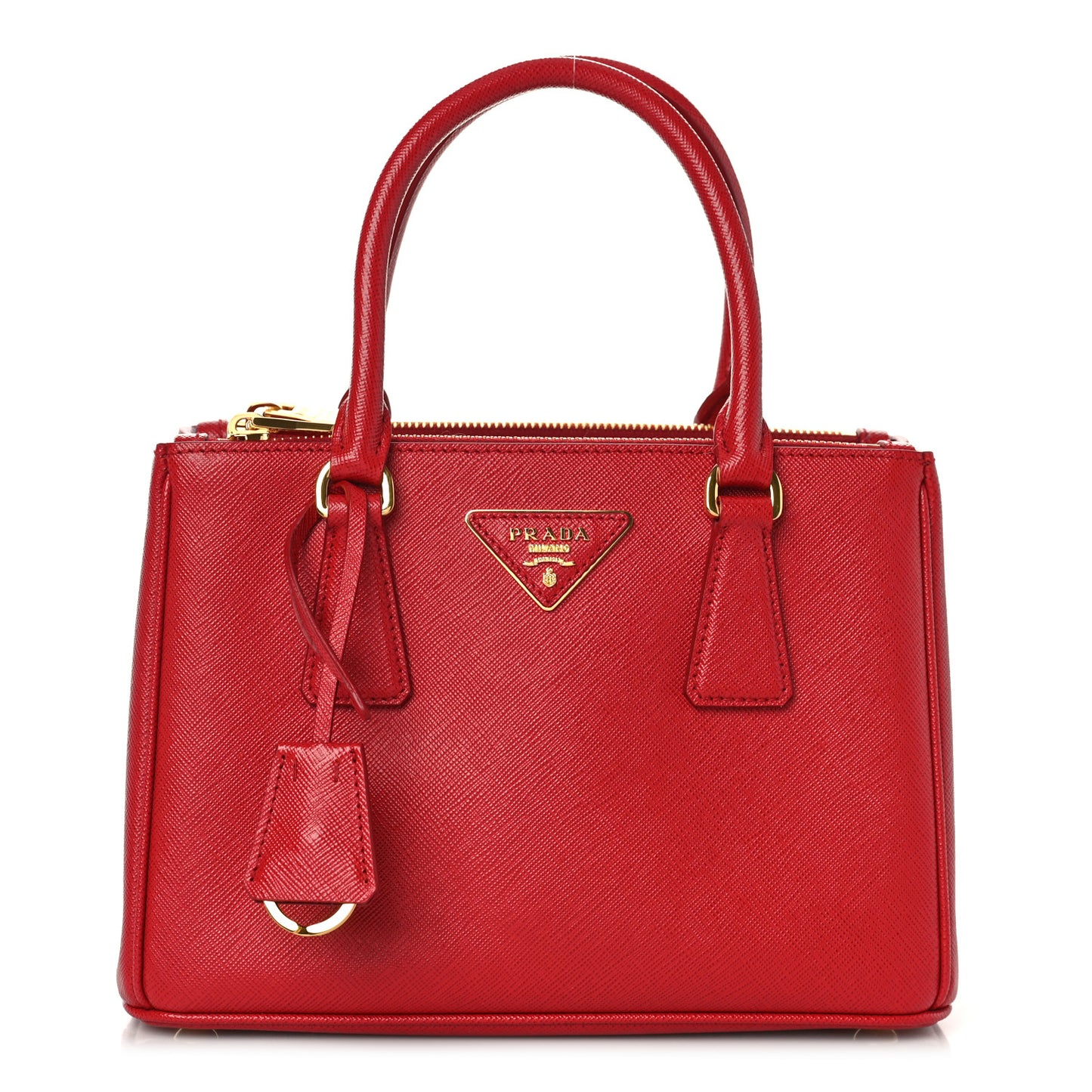 Saffiano Lux Small Galleria Double Zip Tote Fuoco