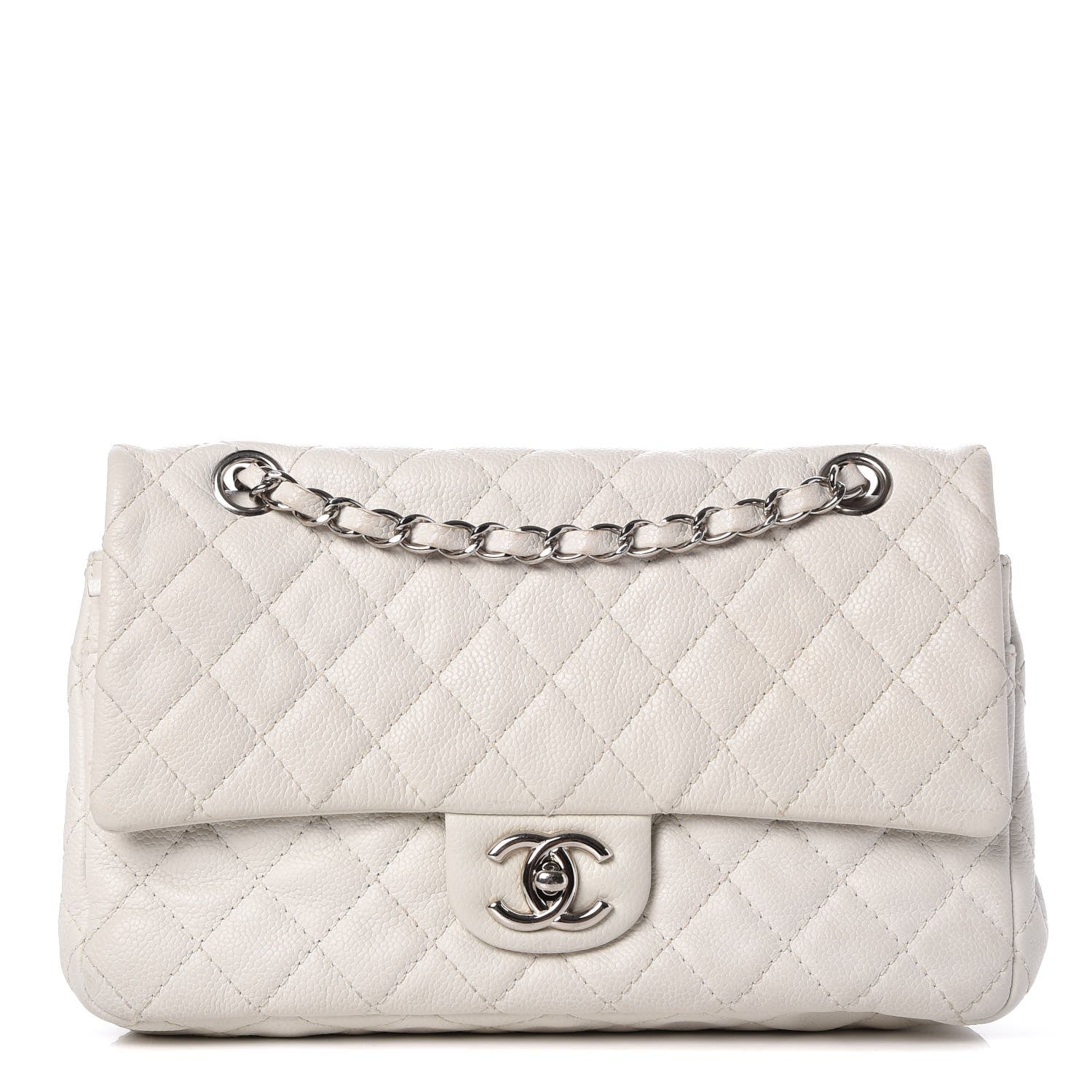 Chanel Washed Caviar Quilted Medium Double Flap White 1 of 9
