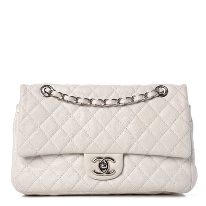 Chanel Washed Caviar Quilted Medium Double Flap White 1 of 9