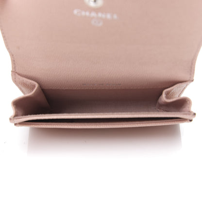 Chanel Metallic Caviar Chevron Quilted Vintage Mademoiselle Flap Card Holder Pink 4 of 8