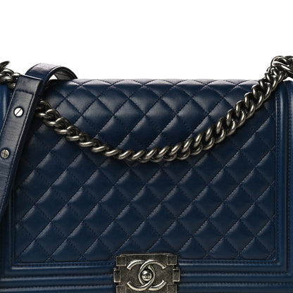 Chanel Lambskin Quilted New Medium Boy Flap Navy 6 of 17
