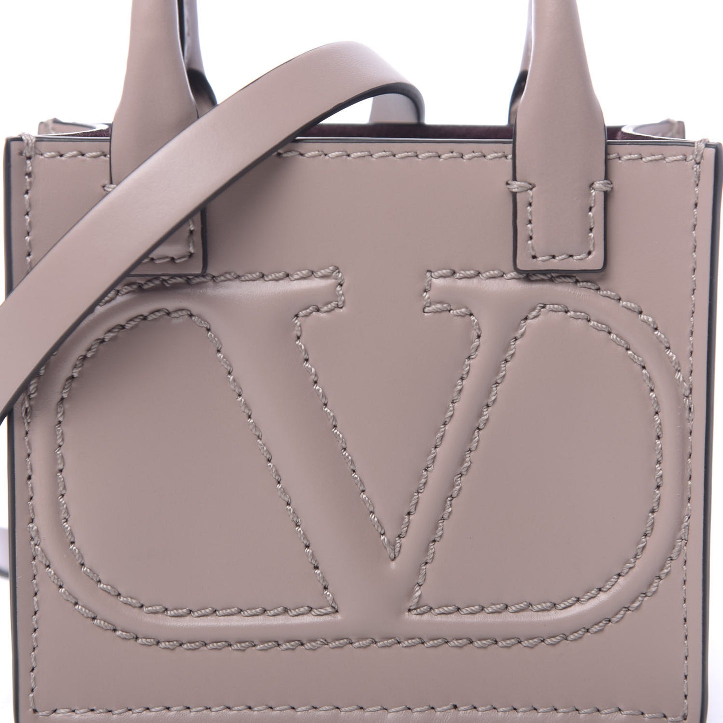Calfskin Mini Vlogo Signature Pouch Poudre
