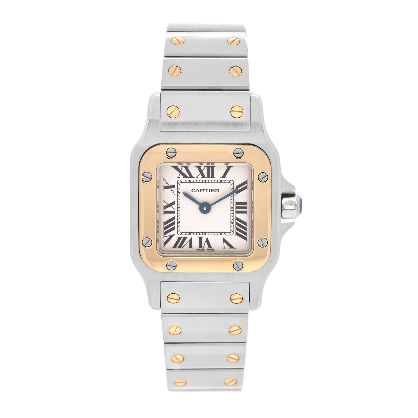 Stainless Steel 18K Yellow Gold 24mm Santos De Cartier Galbee Quartz Watch