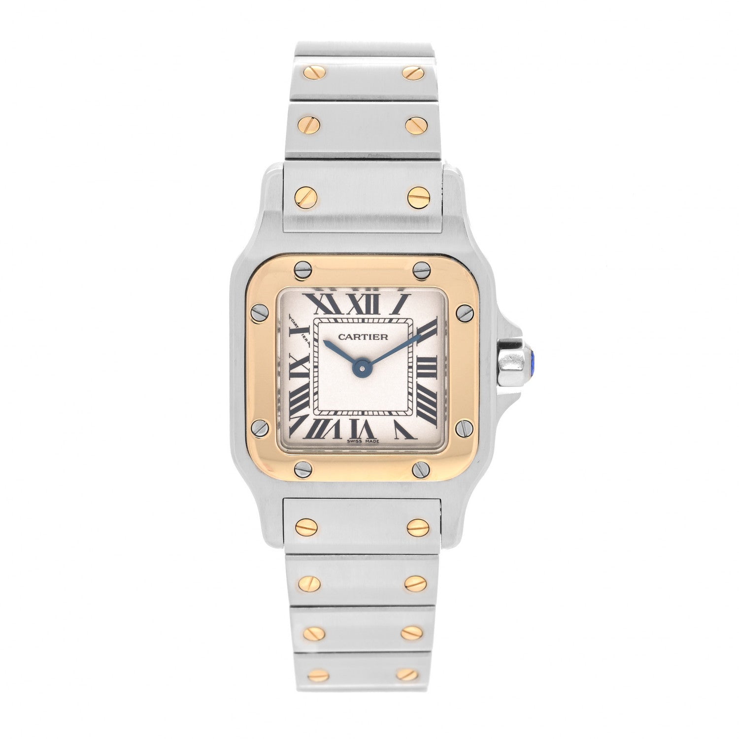 Cartier Stainless Steel 18K Yellow Gold 24mm Santos De Cartier Galbee Quartz Watch 1 of 4