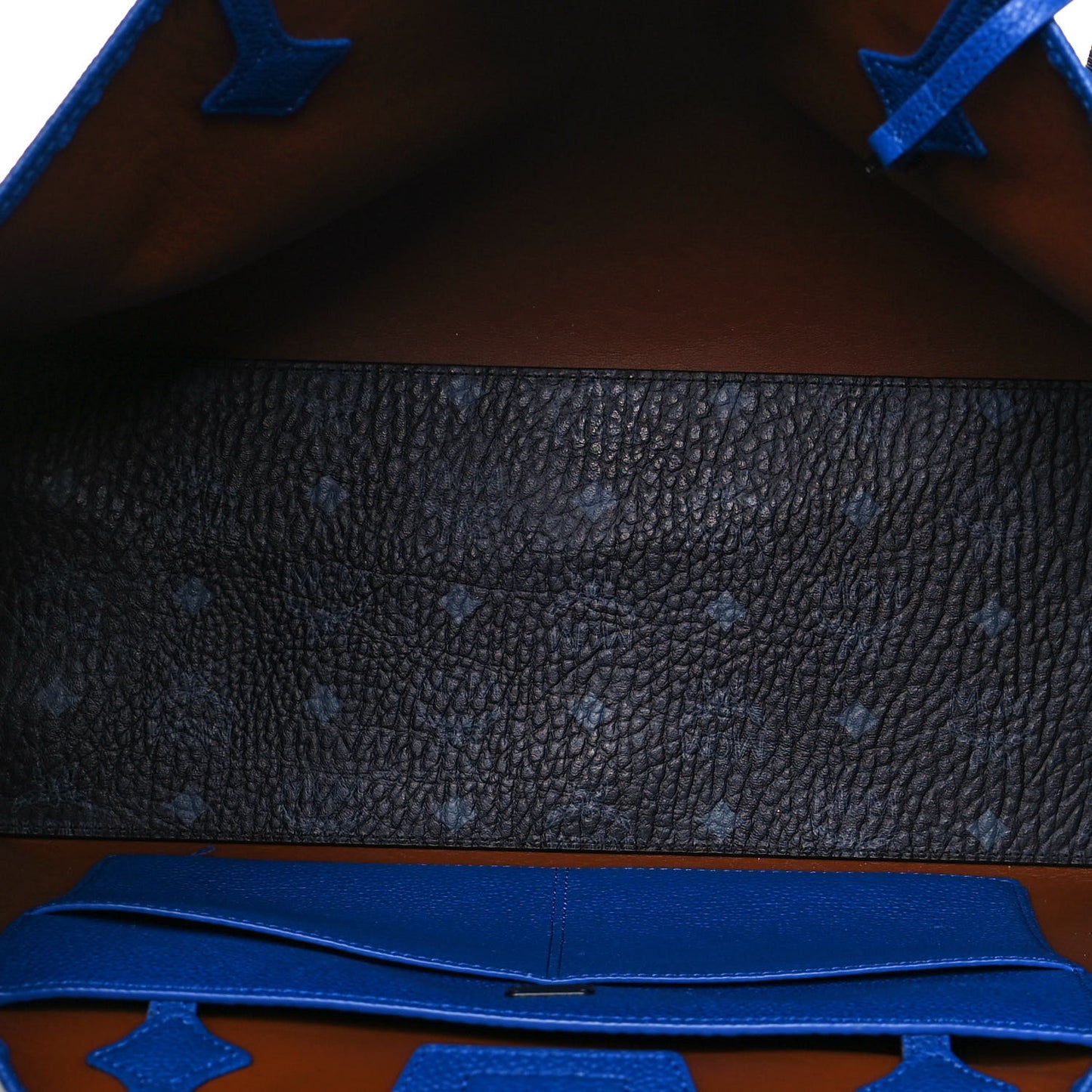 Metallic Visetos Medium Kira Shopper Tote Black Blue