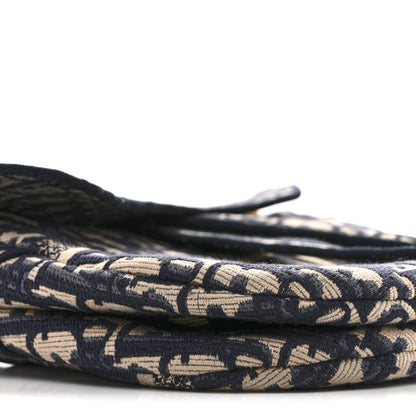 Christian Dior Oblique Embroidered Saddle Bag Blue 9 of 14