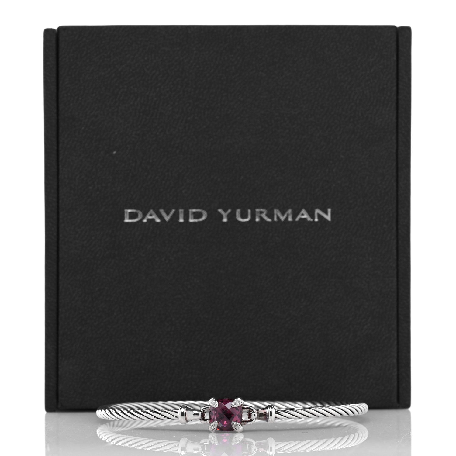 David Yurman Sterling Silver Diamond Rhodolite Garnet 8mm Chatelaine Bracelet 4 of 4