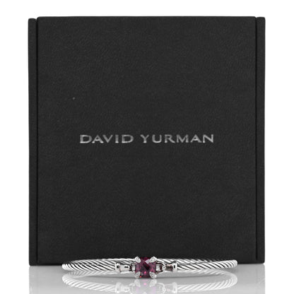 David Yurman Sterling Silver Diamond Rhodolite Garnet 8mm Chatelaine Bracelet 4 of 4
