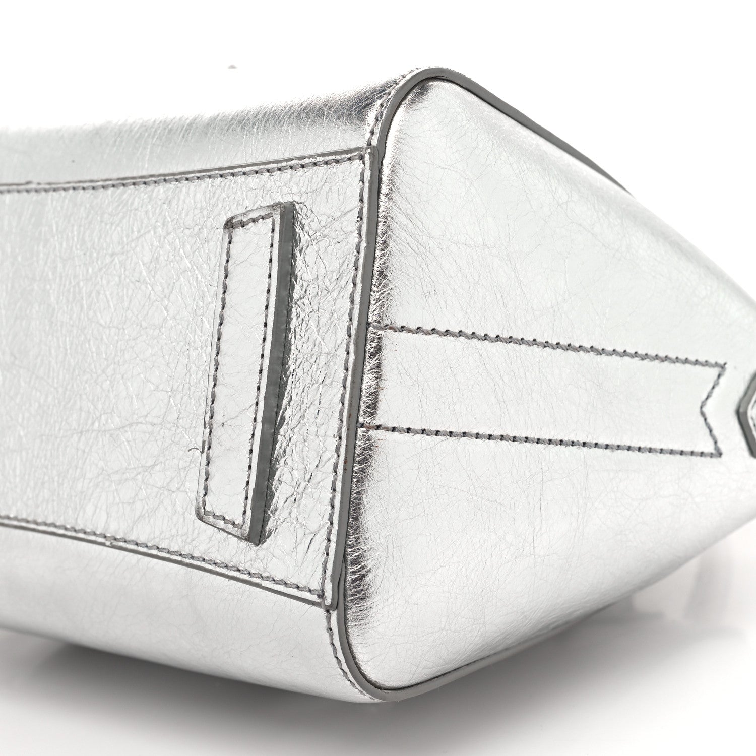 Givenchy Metallic Lambskin Mini Lock Antigona Shoulder Bag Silver Grey 10 of 12