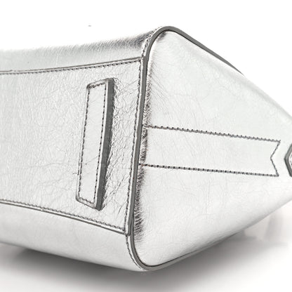 Givenchy Metallic Lambskin Mini Lock Antigona Shoulder Bag Silver Grey 10 of 12
