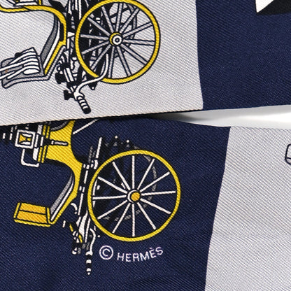 Hermes Silk Les Voitures Exquises Twilly Marine Gris Gold 4 of 4