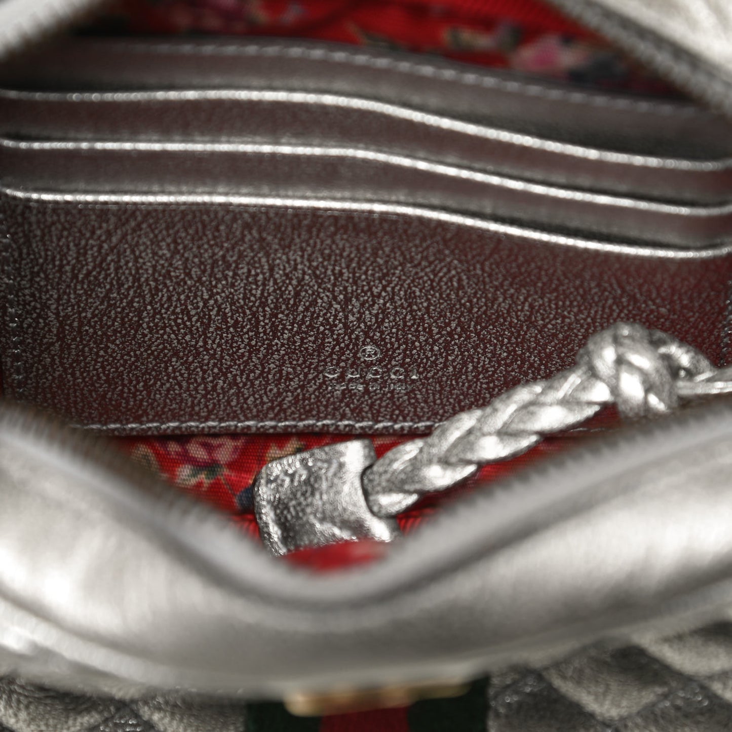 Laminated Nappa Web Trapuntata Mini GG Shoulder Bag Argento