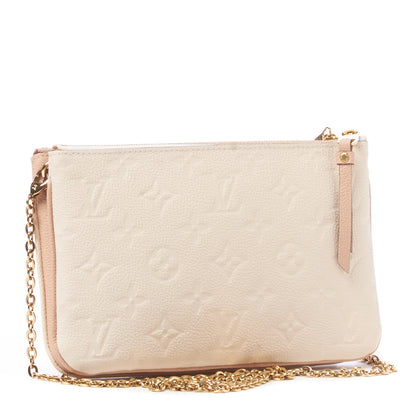 Louis Vuitton Empreinte Double Zip Pochette Beige Rose Creme 3 of 9
