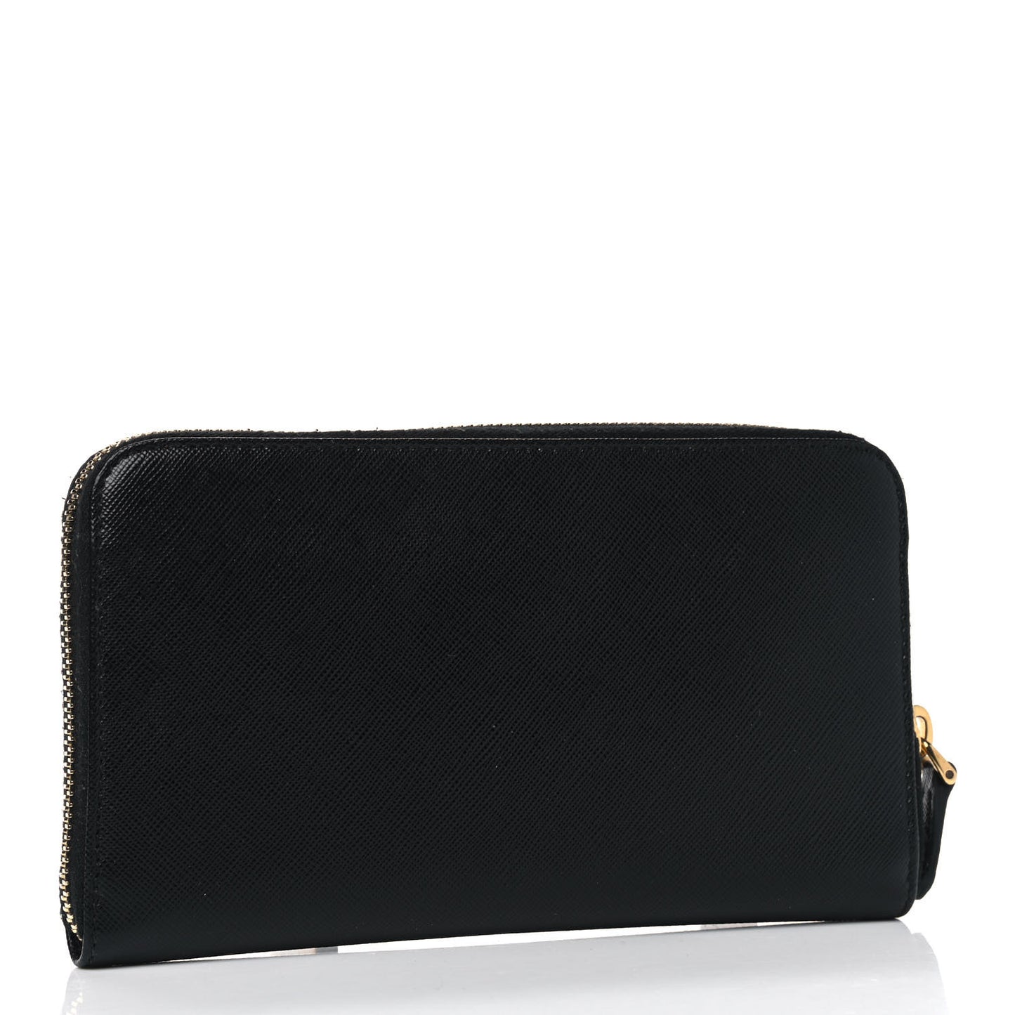Saffiano Triangle Zip Around Wallet Black