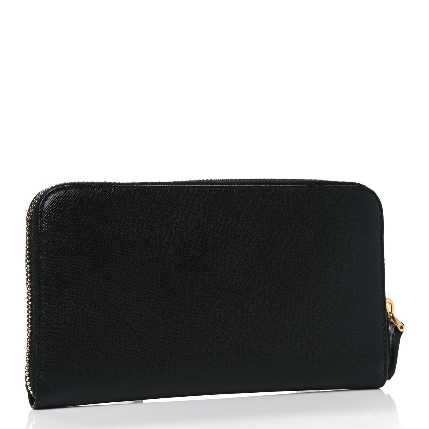 Prada Saffiano Triangle Zip Around Wallet Black 2 of 4