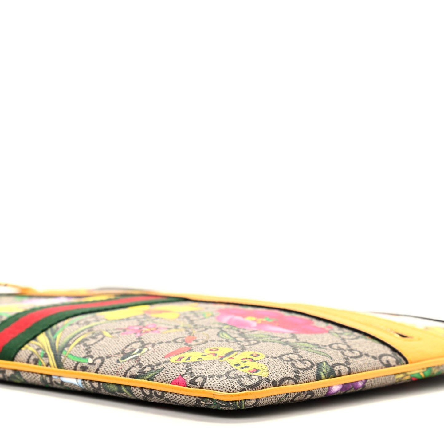 GG Supreme Monogram Flora Large Ophidia Pouch Clutch Beige Multicolor Crop
