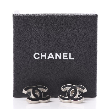 Chanel Lambskin CC Earrings Black Silver 7 of 7