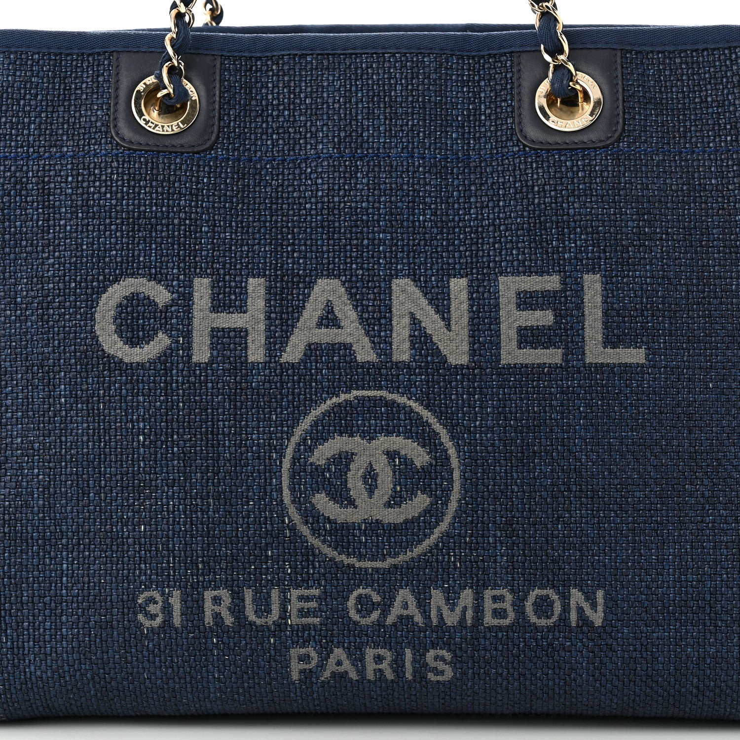 Chanel Woven Straw Raffia Small Deauville Tote Blue 8 of 15