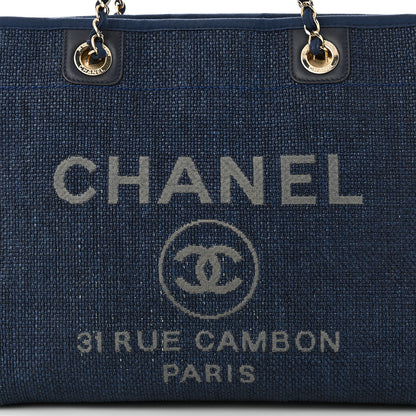 Chanel Woven Straw Raffia Small Deauville Tote Blue 8 of 15