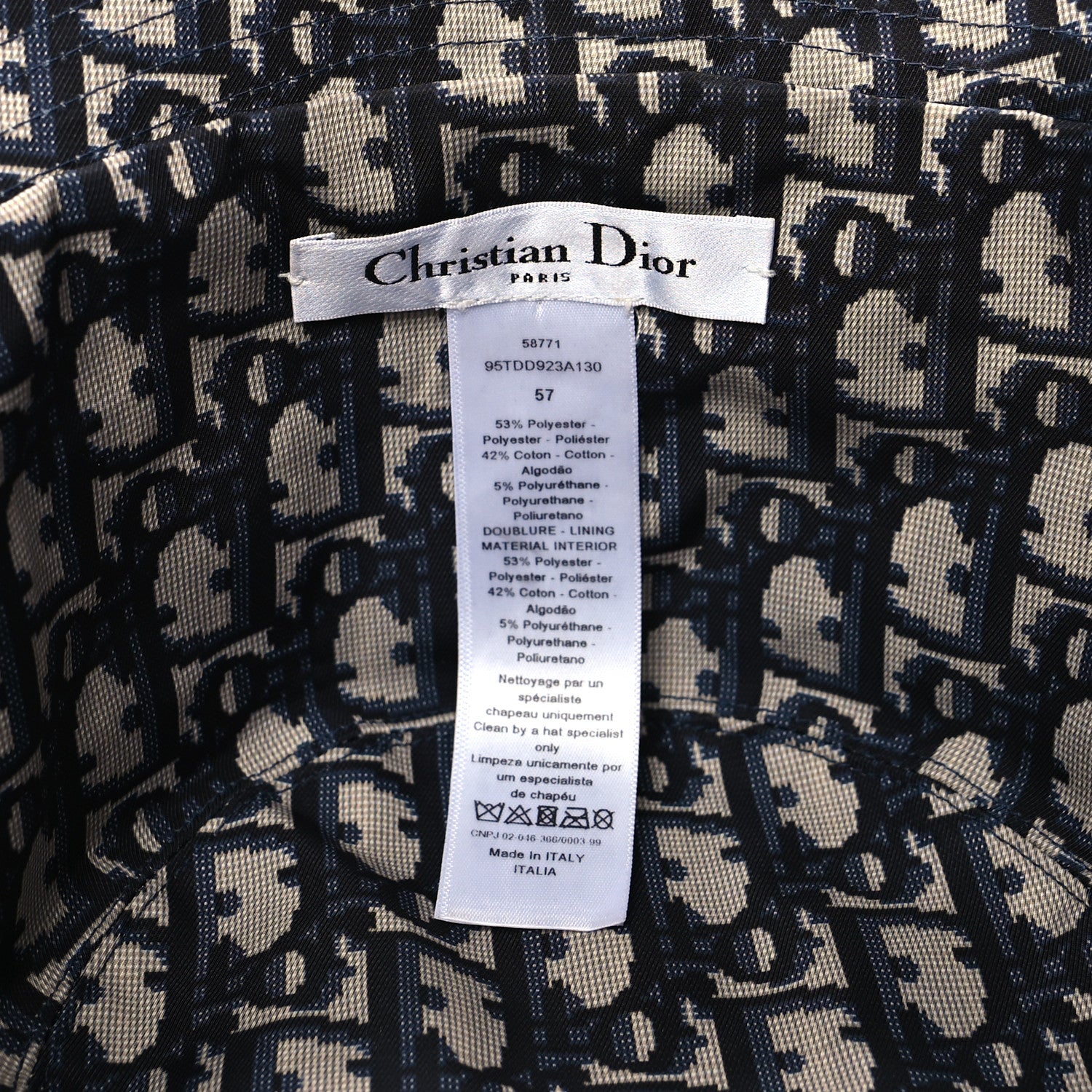 Christian Dior Oblique Reversible Teddy-D Brim Bucket Hat 57 Blue 12 of 12