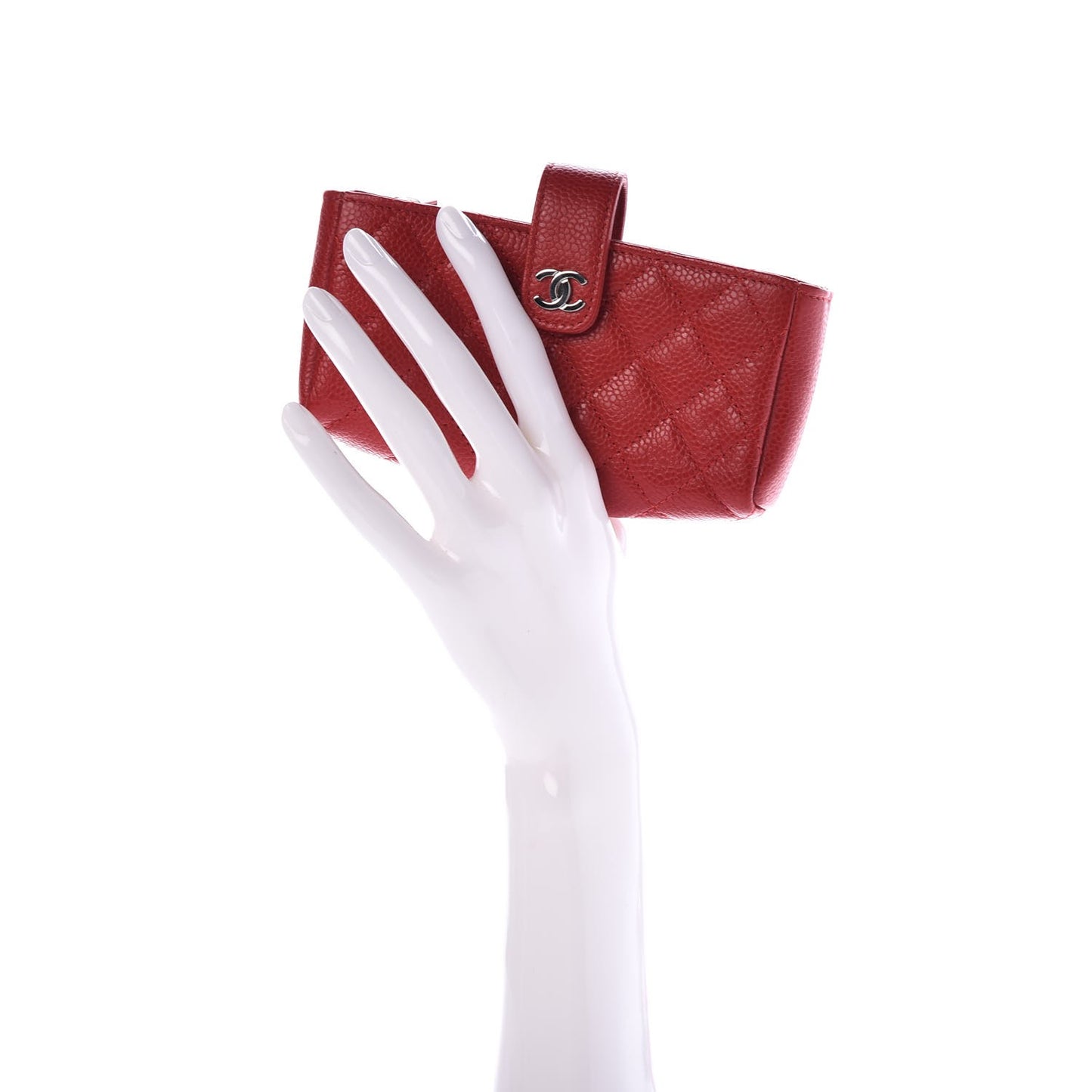 Caviar Quilted Mini Phone Holder Clutch Red