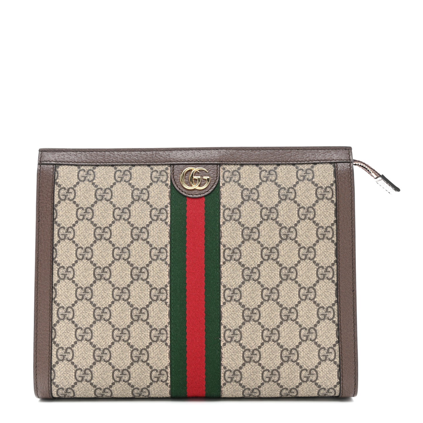 GG Supreme Monogram Web Ophidia Pouch Brown