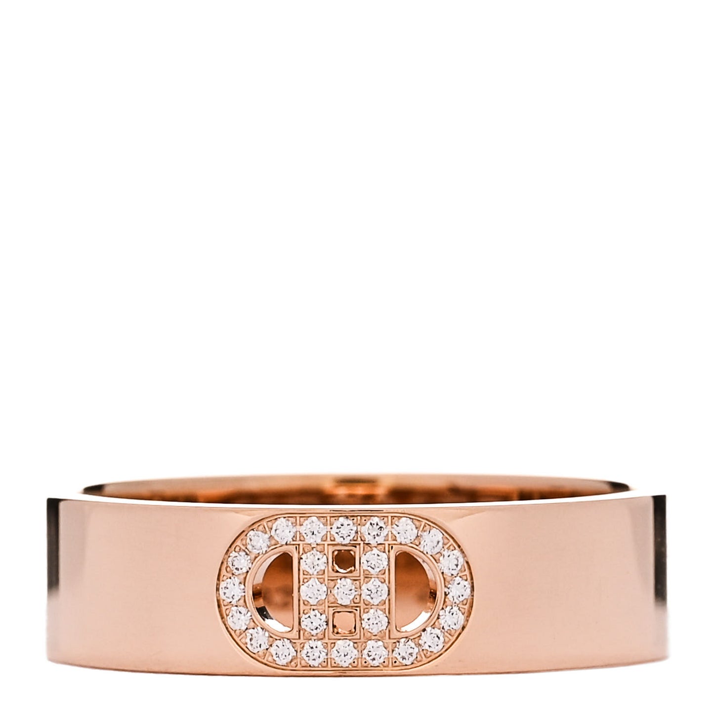 18K Rose Gold Diamond PM H D'Ancre Ring 59 8.75