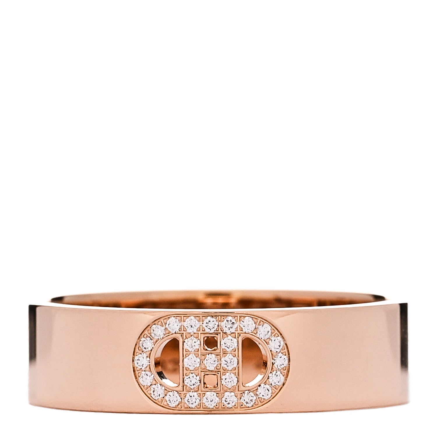 Hermes 18K Rose Gold Diamond PM H D'Ancre Ring 59 8.75 1 of 5