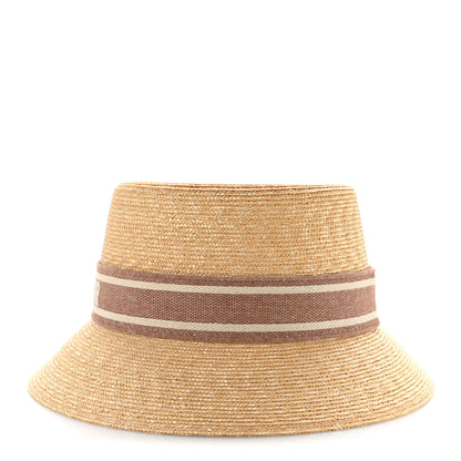 Christian Dior Straw Embroidered D-Bobby Large Brim Hat 57 Rose 4 of 9