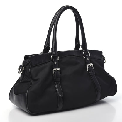 Prada Tessuto Nylon Soft Calf Shopping Satchel Black 3 of 10