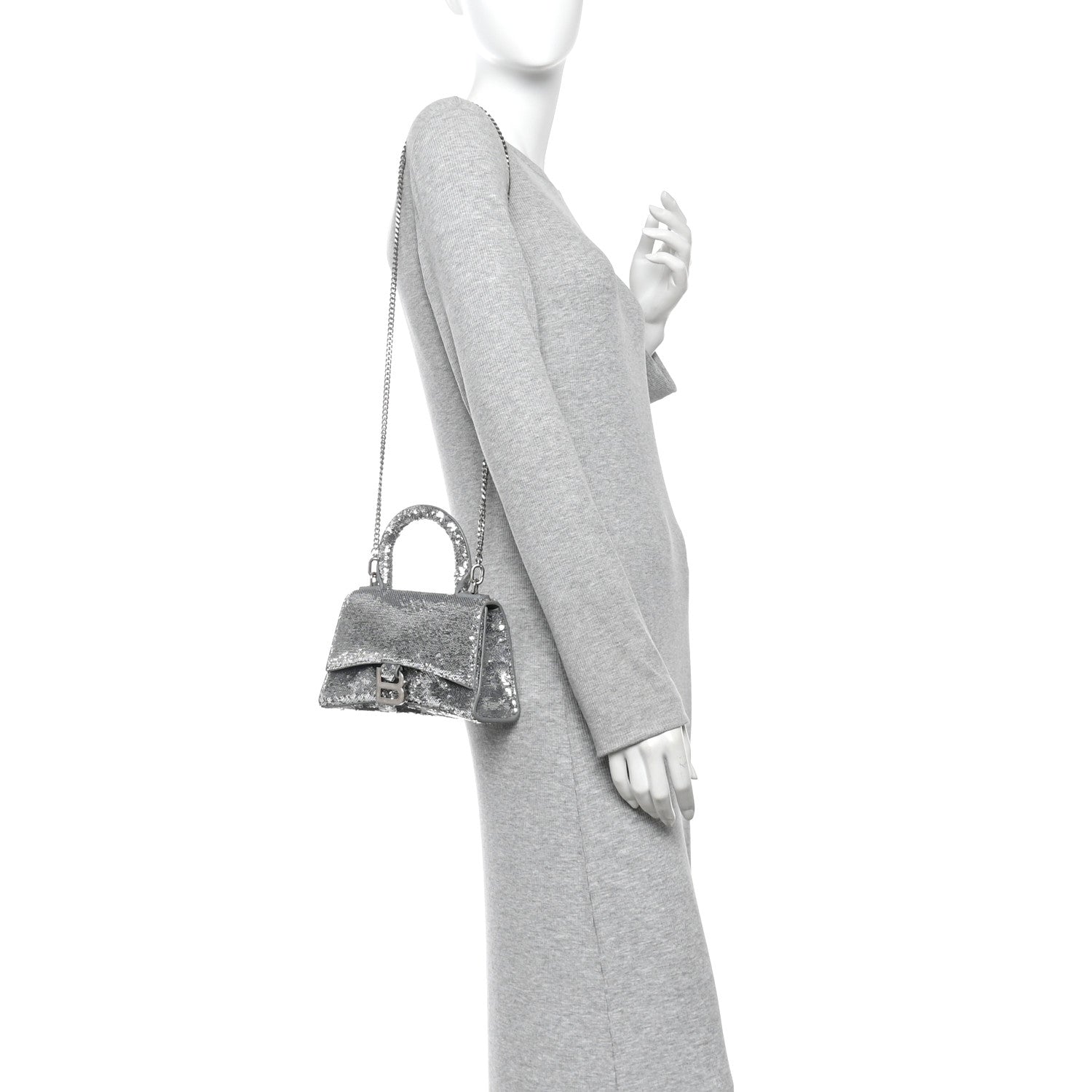 Balenciaga Sequin Hourglass Top Handle Bag XS Silver 2 of 11
