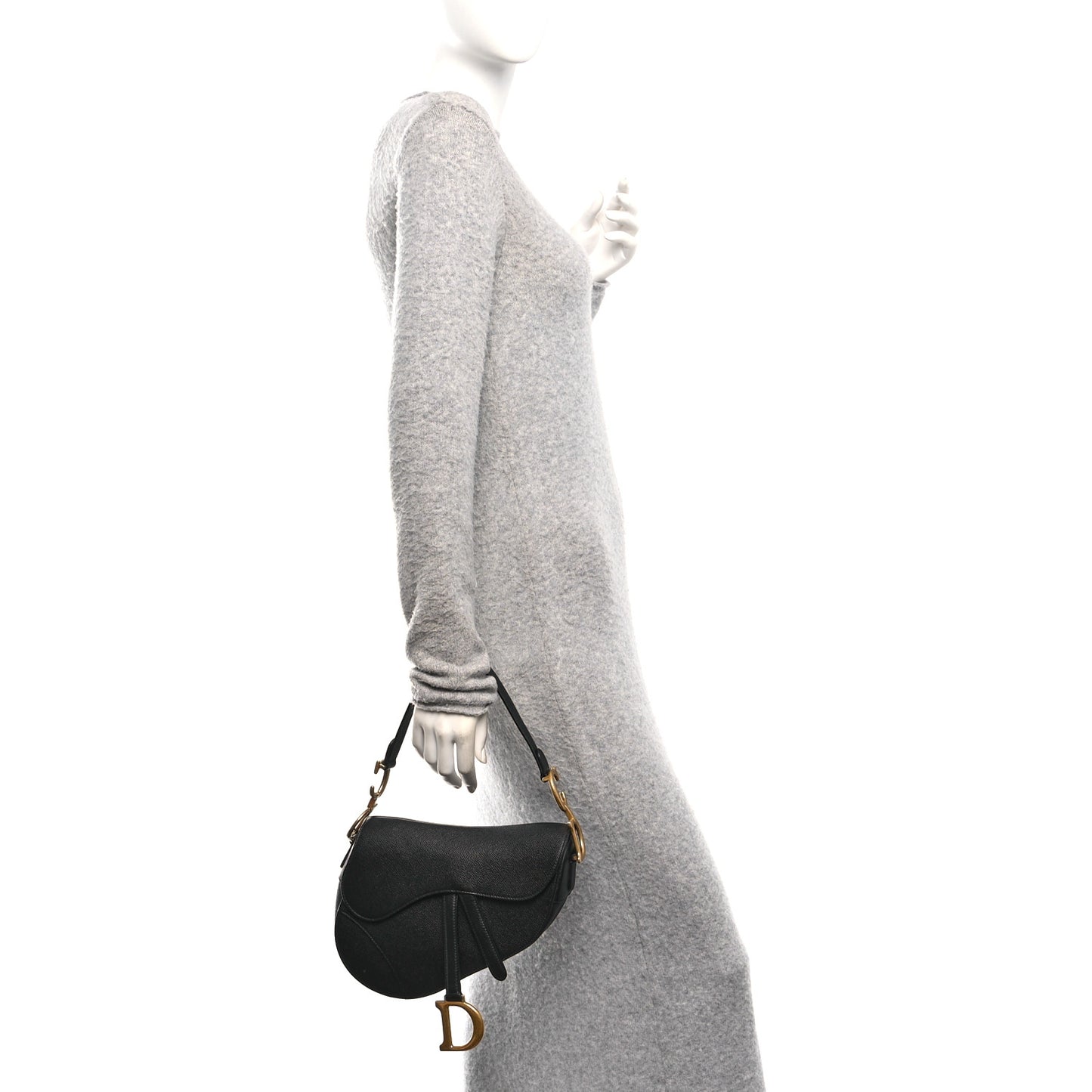 Grained Calfskin Saddle Bag Black