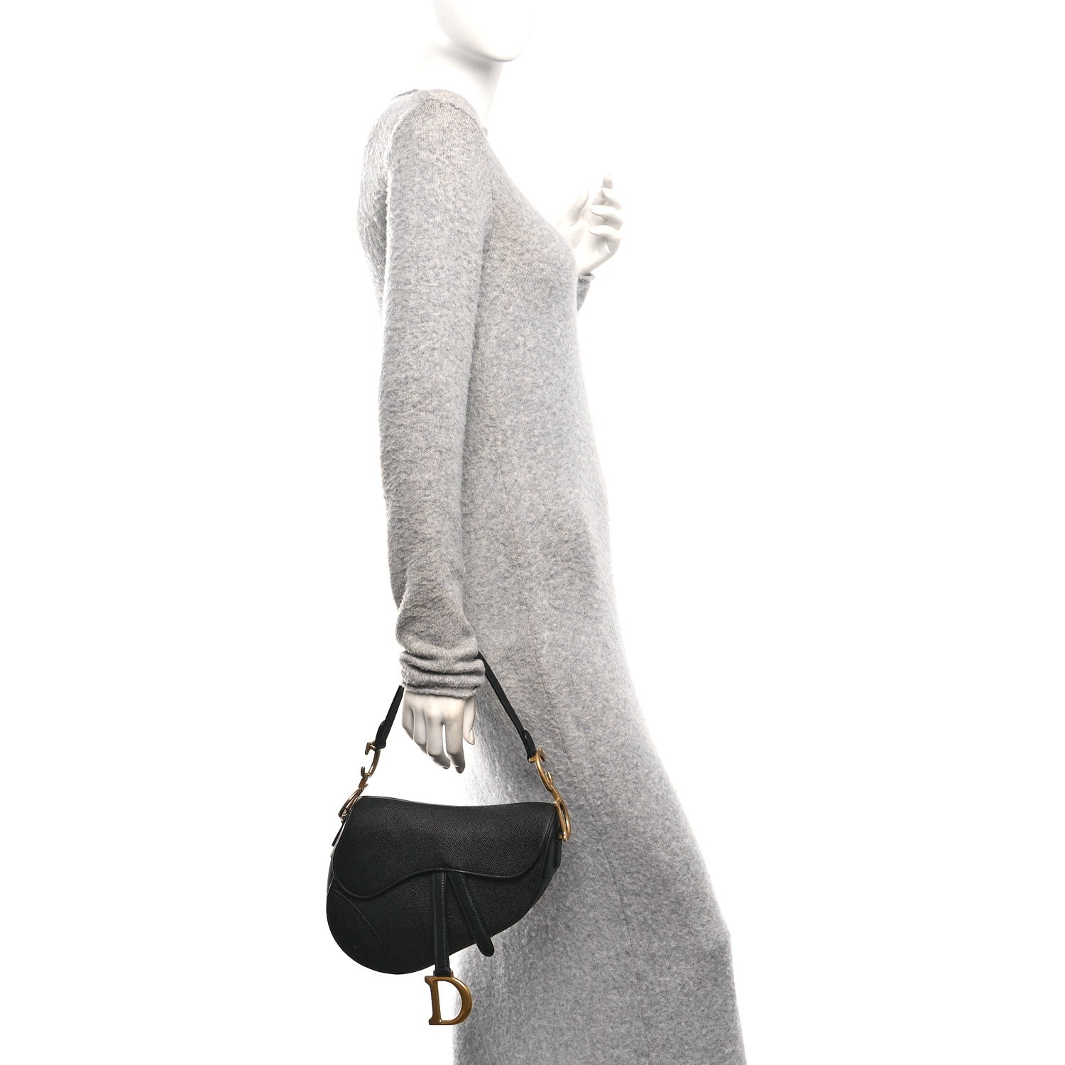 Christian Dior Grained Calfskin Saddle Bag Black 2 of 10