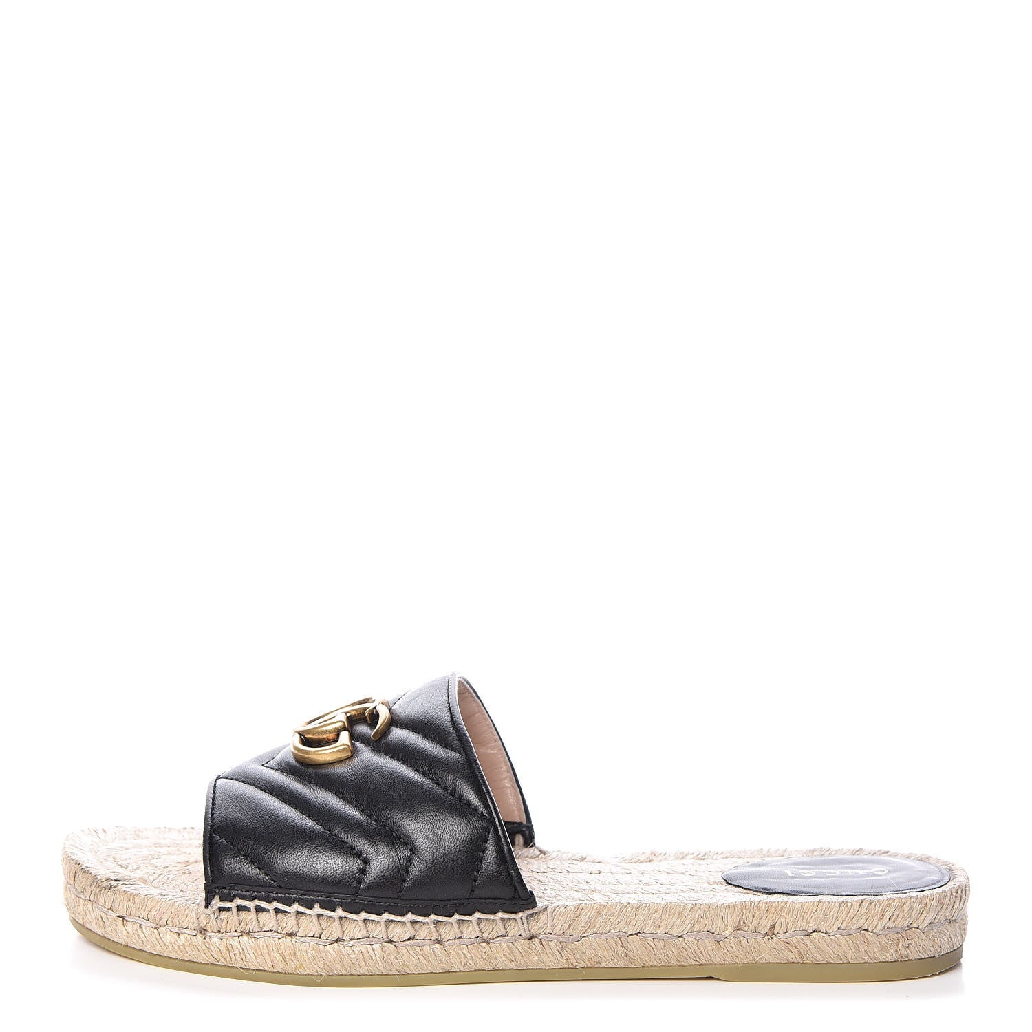 Gucci Nappa Matelasse GG Marmont Espadrille Slide Sandals 40.5 Black 1 of 12