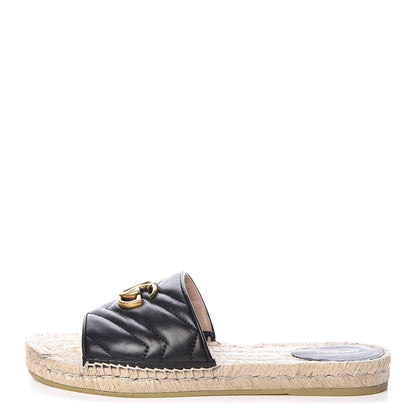 Gucci Nappa Matelasse GG Marmont Espadrille Slide Sandals 40.5 Black 1 of 12