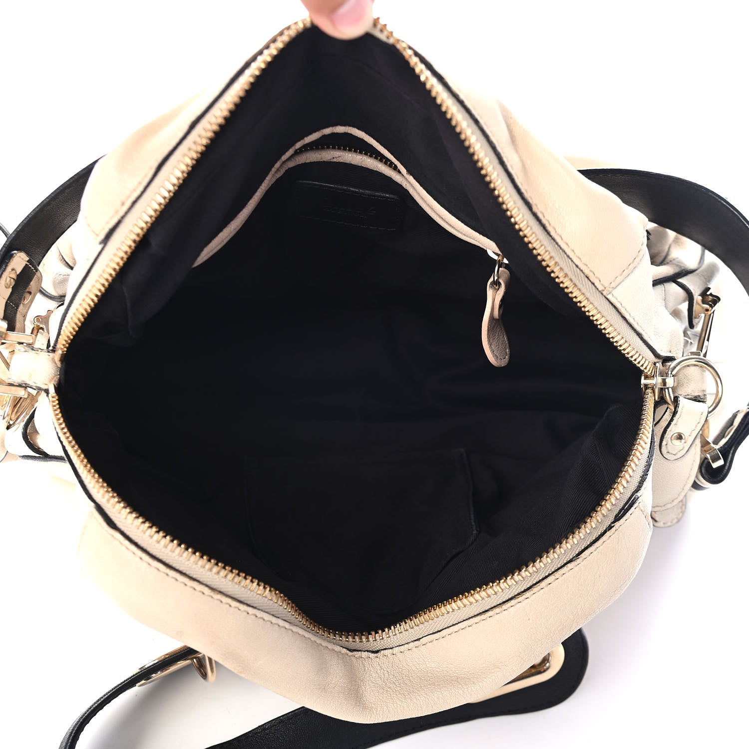 Chloe Calfskin Medium Military Paraty Black White 5 of 5