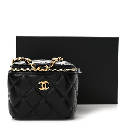 Chanel Lambskin Quilted Mini Pearl Crush Vanity Case With Chain Black 13 of 13